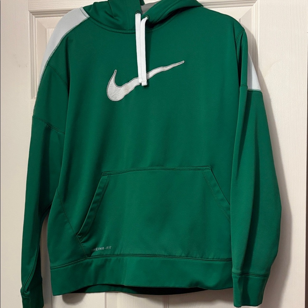 Nike Green and White Men's Dri-Fit Hoodie
